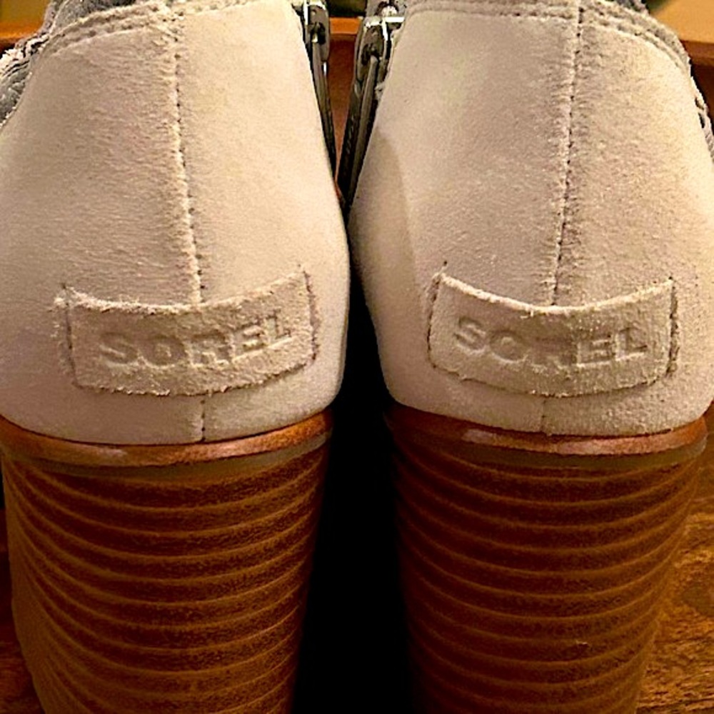 SOREL,NADIA LEATHER PEEP-TOE BOOTIE SIZE 7 - Picture 12 of 14